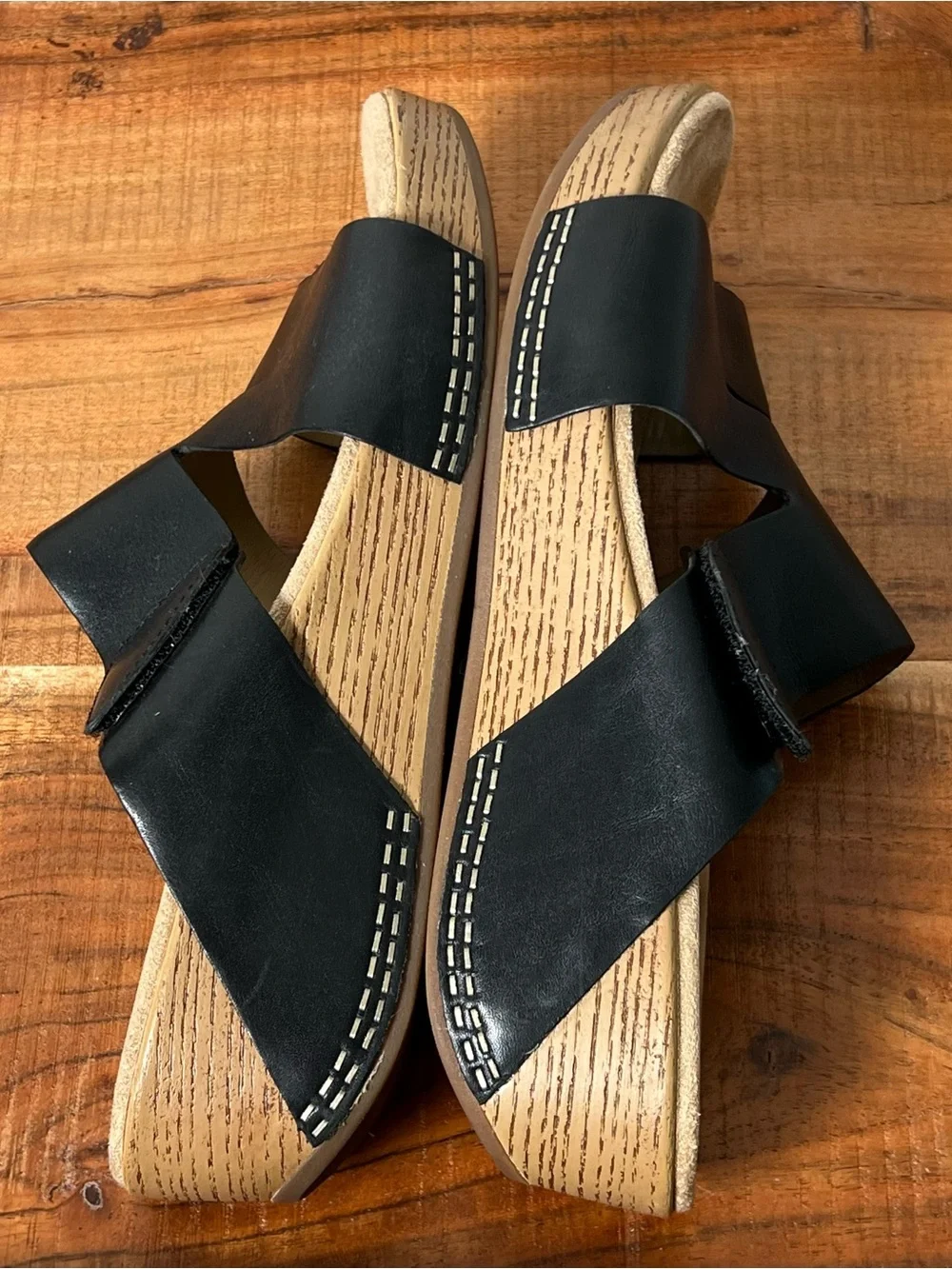 Dansko black leather slip on wedges size 41